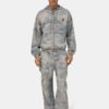 CAMO JACQUARD DENIM ZIP HOODIE