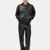 LEATHER OVERSIZED ZIP HOODIE