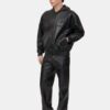 LEATHER OVERSIZED ZIP HOODIE