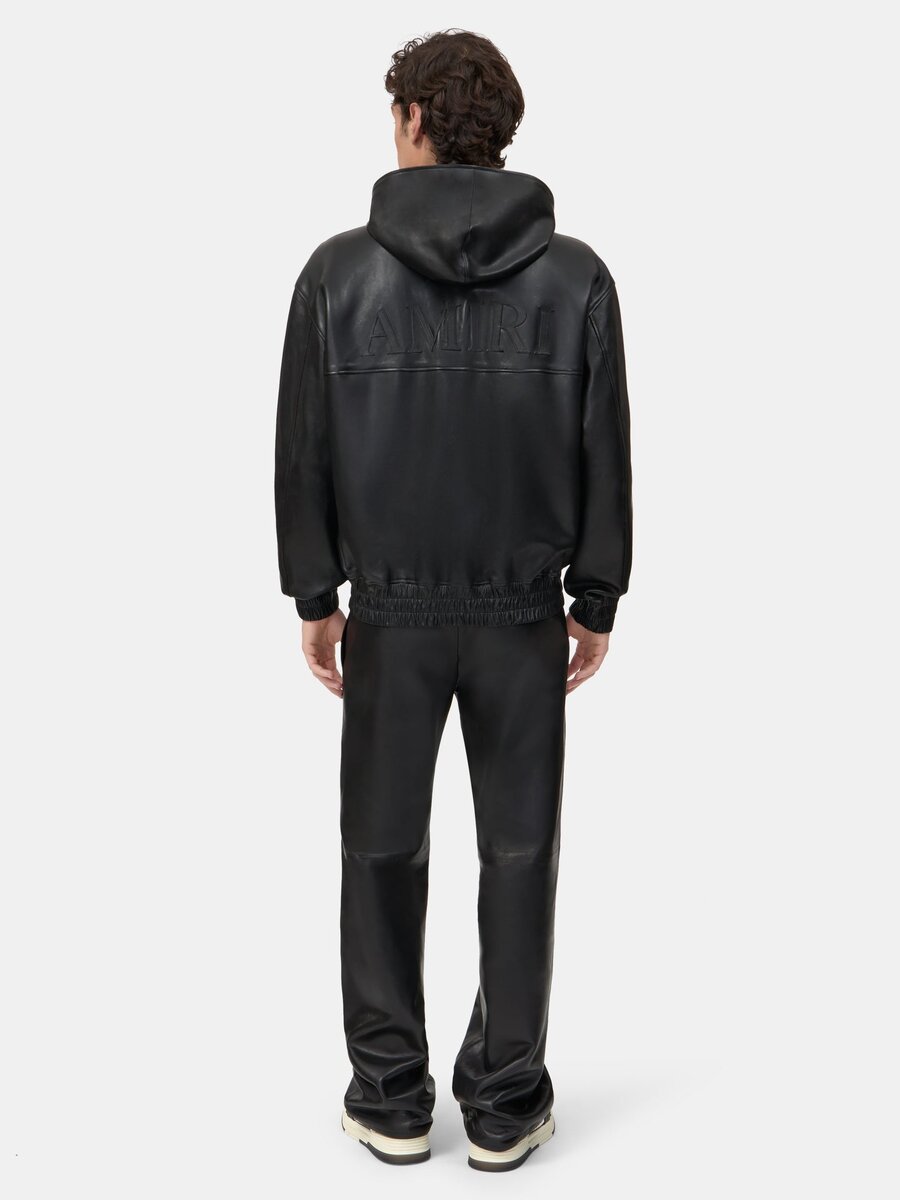 LEATHER OVERSIZED ZIP HOODIE