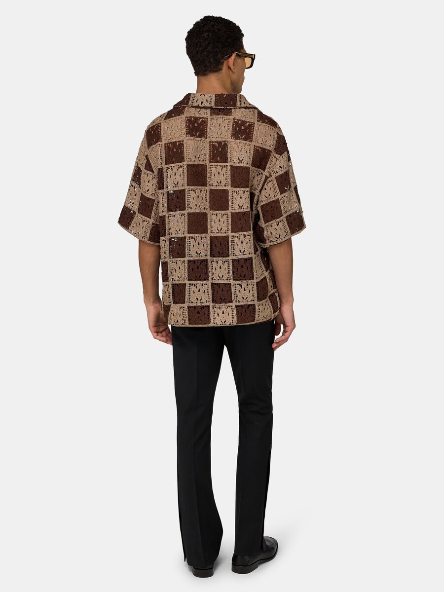 MA QUAD CHECKER OVERSIZED CAMP SHIRT