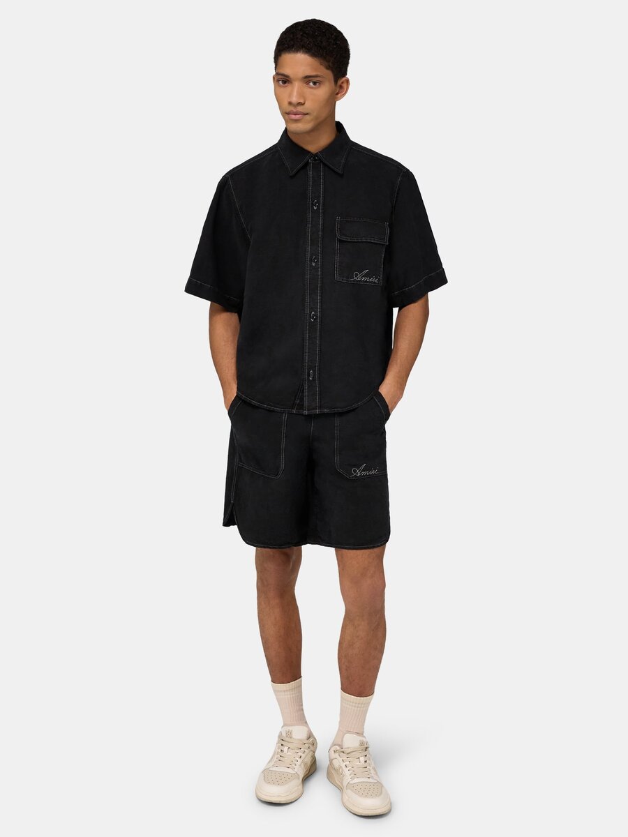 SCRIPT LINEN GD SHORT