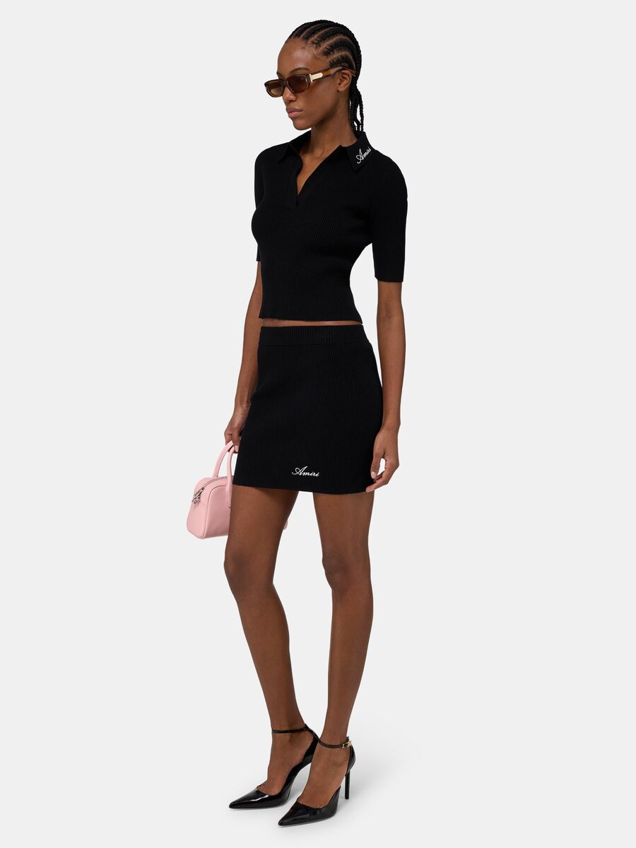 WOMEN'S SCRIPT RIB KNIT MINI SKIRT